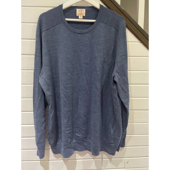 Brooks Brothers Sweater Men XXL blue extra fine Merino Wool Pullover Crewneck - Picture 1 of 10